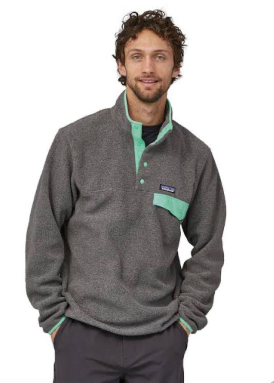 Patagonia Synchilla Snap-T Fleece Pullover Gray Teal Mens Sz M